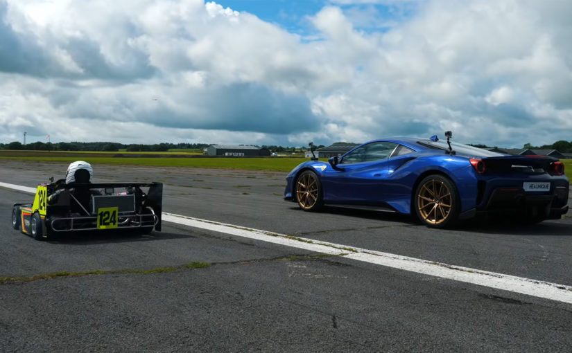 How Does A Superkart Stack Up Against A Ferrari 488 Pista In A Drag Race?